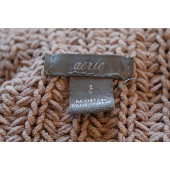 Aerie Taupe Chunky Knit Mock Neck Oversized Sweater Women Small | Fall | Winter - Picture 3 of 6